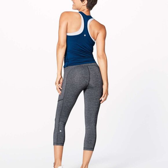 Lululemon Speed Up Crop 21" Luxtreme In Heathered Black Size 2 - Picture 2 of 7